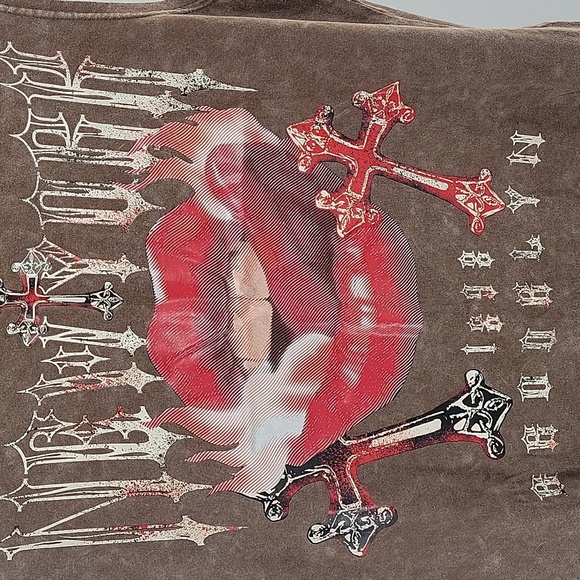 Brown Graphic Sleeveless Top with Red Accents - Picture 8 of 13